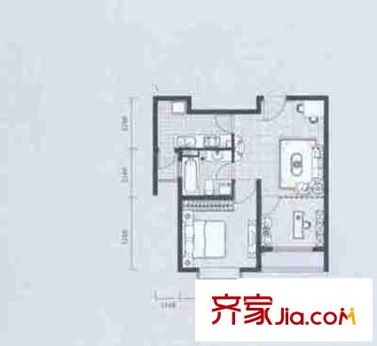 万里雅筑 1室 户型图