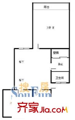 上海 虹城公寓2室 户型图