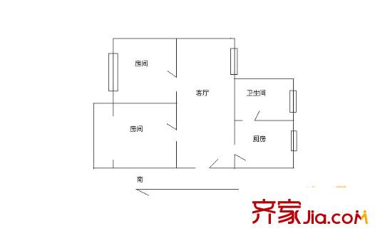 東陸新村二街坊戶型圖東陸二街坊2室  戶型圖 2室1廳1衛(wèi)1廚