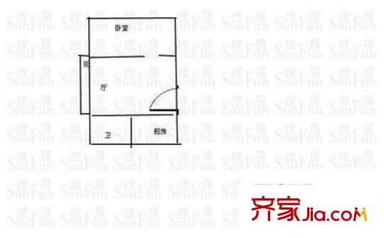 金楊新村十街坊 1室 戶型圖