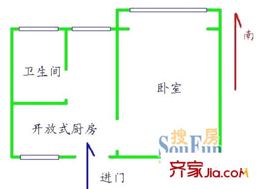 上海 金楊新村十街坊1室 戶型圖