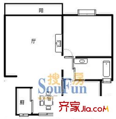 金橋新城一期金石苑1室1廳1衛(wèi)1廚