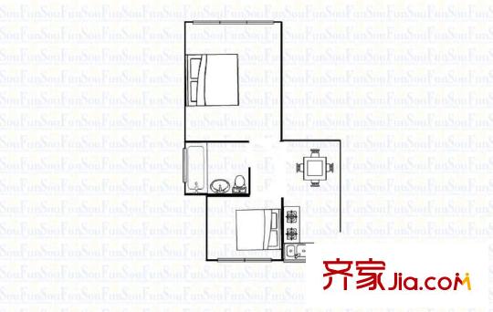 政宁小区 2室 户型图