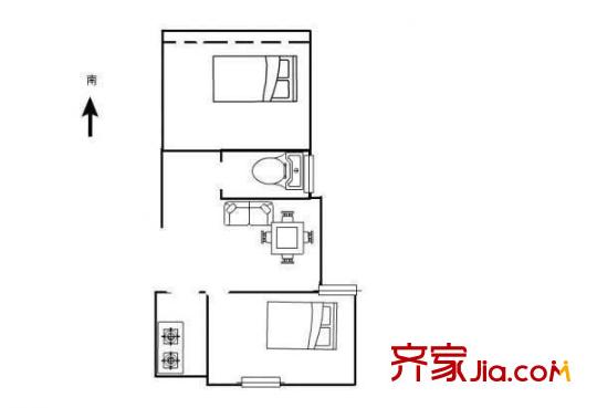 高兴花园二三四街坊 2室 户型图