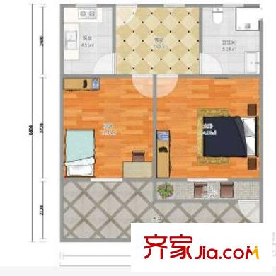 高兴花园二三四街坊 2室 户型图