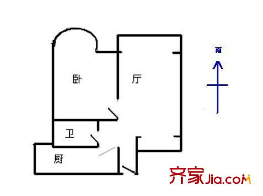 新弘国际公寓 1室 户型图