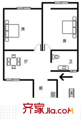 永業(yè)小區(qū) 2室 戶型圖