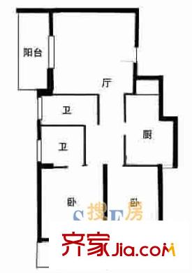 上海 丁香大楼2室户型图