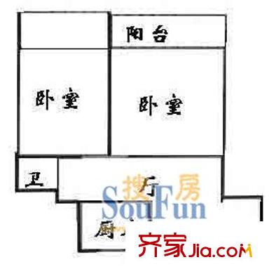 上海 丁香大楼2室户型图
