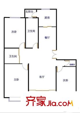 上海豪园户型图 户型图 3室2厅2卫1厨