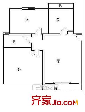 浦江世博家园十一街坊 2室 户型图