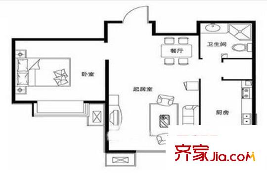 昌鑫协和园 1室 户型图
