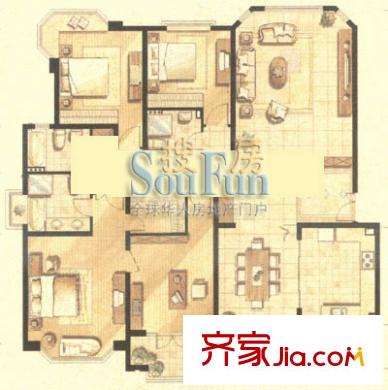 金汇豪庭户型图D户型 4室2厅3卫1厨
