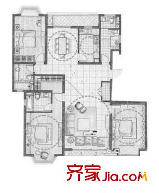 古北玛瑙园 3室 户型图