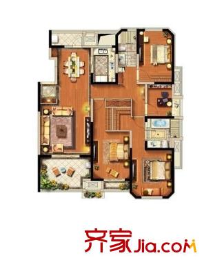 康桥水都户型图户型图 4室2厅2卫1厨