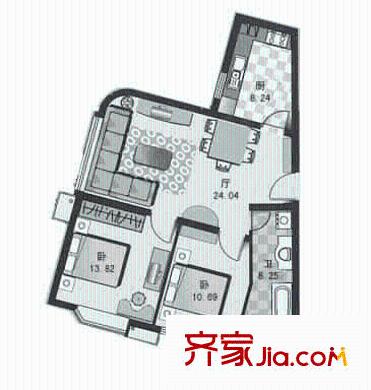 静安丽舍户型图 户型图 2室2厅1卫1厨