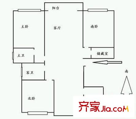 中通雅苑 3室 户型图