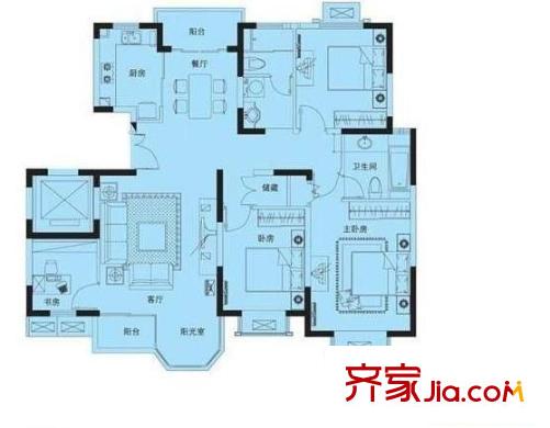 白玉苑户型图房型图 4室2厅2卫1厨