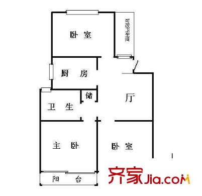 翠竹苑 3室 戶型圖