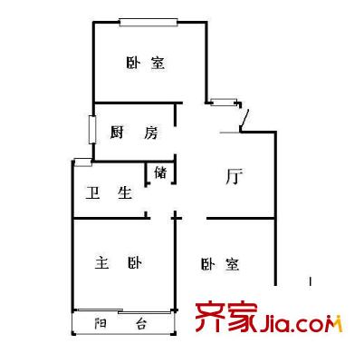 翠竹苑 3室 戶型圖