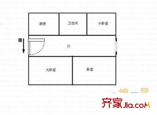 中凌濱江苑戶型圖戶型圖 3室1廳1衛(wèi)1廚