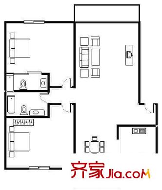 中凌濱江苑 2室 戶型圖