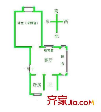 浦發(fā)綠城2801弄小區(qū) 1室 戶型圖