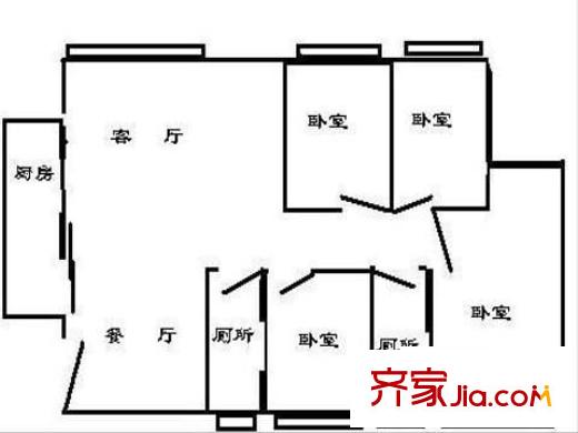 美树铭家户型图户型图 4室2厅1卫1厨