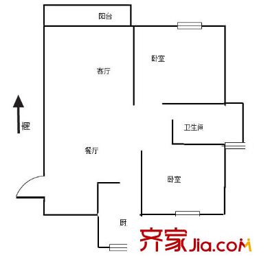 水岸豪庭户型图户型图 2室2厅1卫1厨