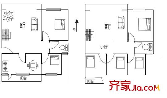 水岸豪庭户型图户型图 2室2厅1卫1厨