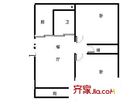 楊園二村 2室 戶型圖