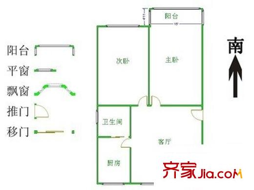 共富一村户型图户型图 2室1厅1卫1厨