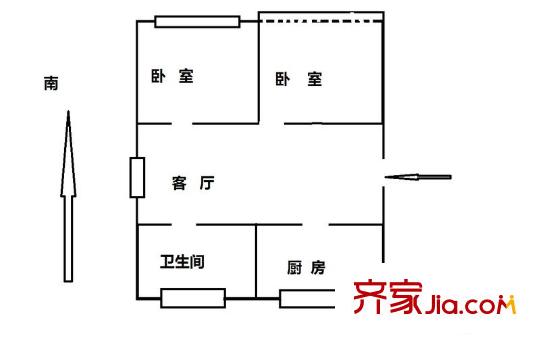 白浪新村户型图 户型图 2室1厅1卫1厨