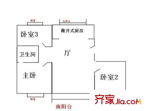 杨泰春城户型图户型图 3室1厅1卫1厨