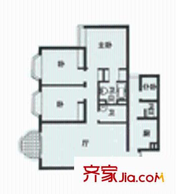 恒昌花园户型图3室2厅1卫1厨