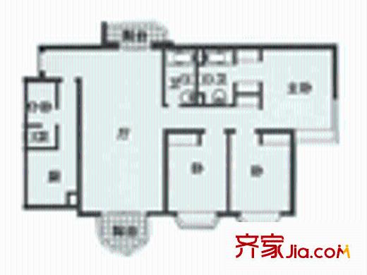 恒昌花园户型图3室2厅1卫1厨