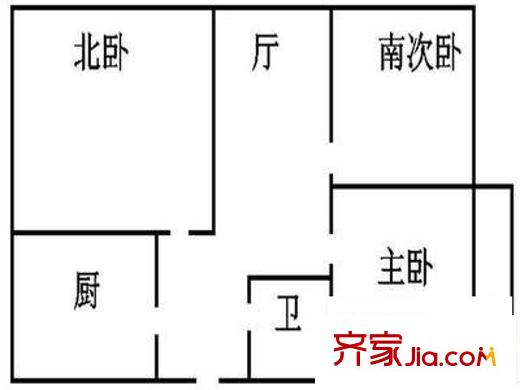 潼港六村戶型圖戶型圖 3室1廳1衛(wèi)1廚