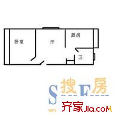 荷五小區(qū) 1室 戶(hù)型圖