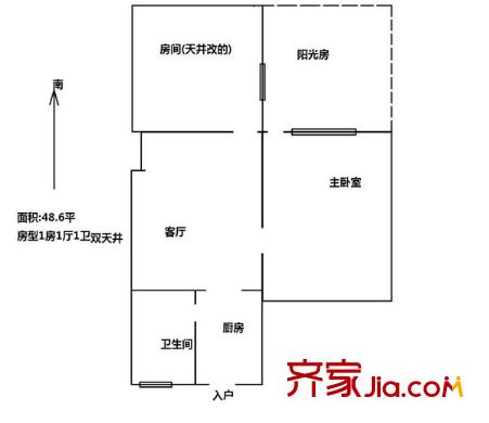 培花七村戶型圖戶型圖 1室1廳1衛(wèi)1廚
