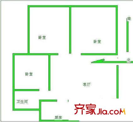 上海 培花七村3室 戶型圖
