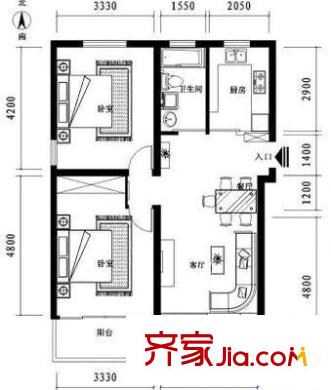 大华一村 2室 户型图