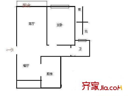 南郊别墅公寓户型图户型图 1室2厅1卫1厨