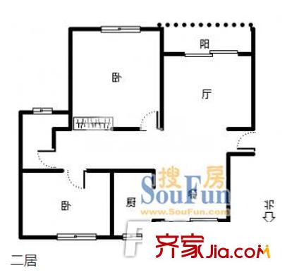 南郊别墅公寓 2室 户型图