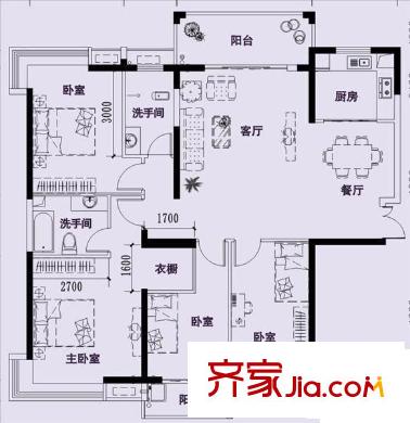 大华阳城四期阳城美景户型图户型图 4室2厅2卫1厨