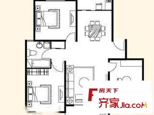 江桥三村七街坊户型图户型图 3室1厅1卫1厨