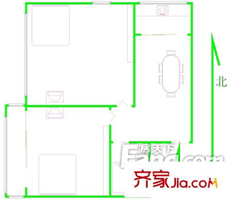 臨沂八村戶型圖戶型圖 2室1廳1衛(wèi)1廚