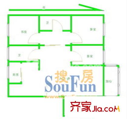龍陽花苑戶型圖422 戶型圖 4室2廳2衛(wèi)1廚