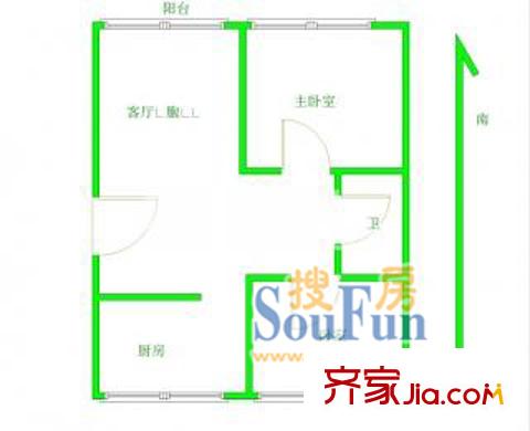 龍陽花苑戶型圖211 戶型圖 2室1廳1衛(wèi)1廚
