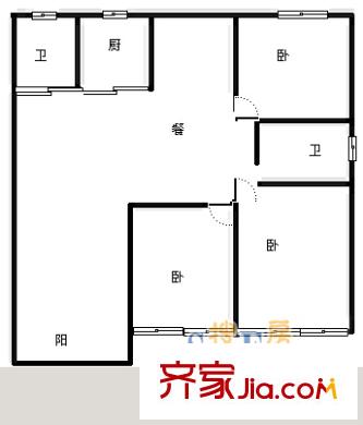龍陽花苑戶型圖322 戶型圖 3室2廳2衛(wèi)1廚