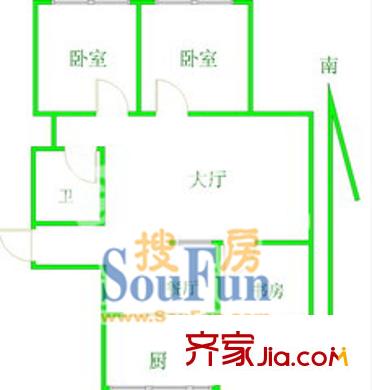 龍陽花苑戶型圖321 戶型圖 3室2廳1衛(wèi)1廚